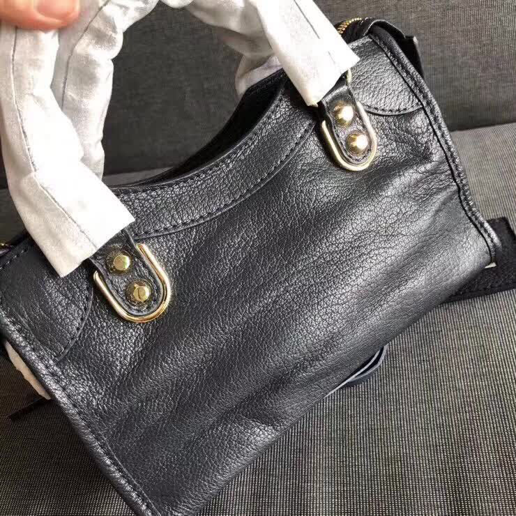 BALENCIAG巴黎世家 機車包 23cm原版山羊皮配金邊 手提肩背斜挎包  BL1380